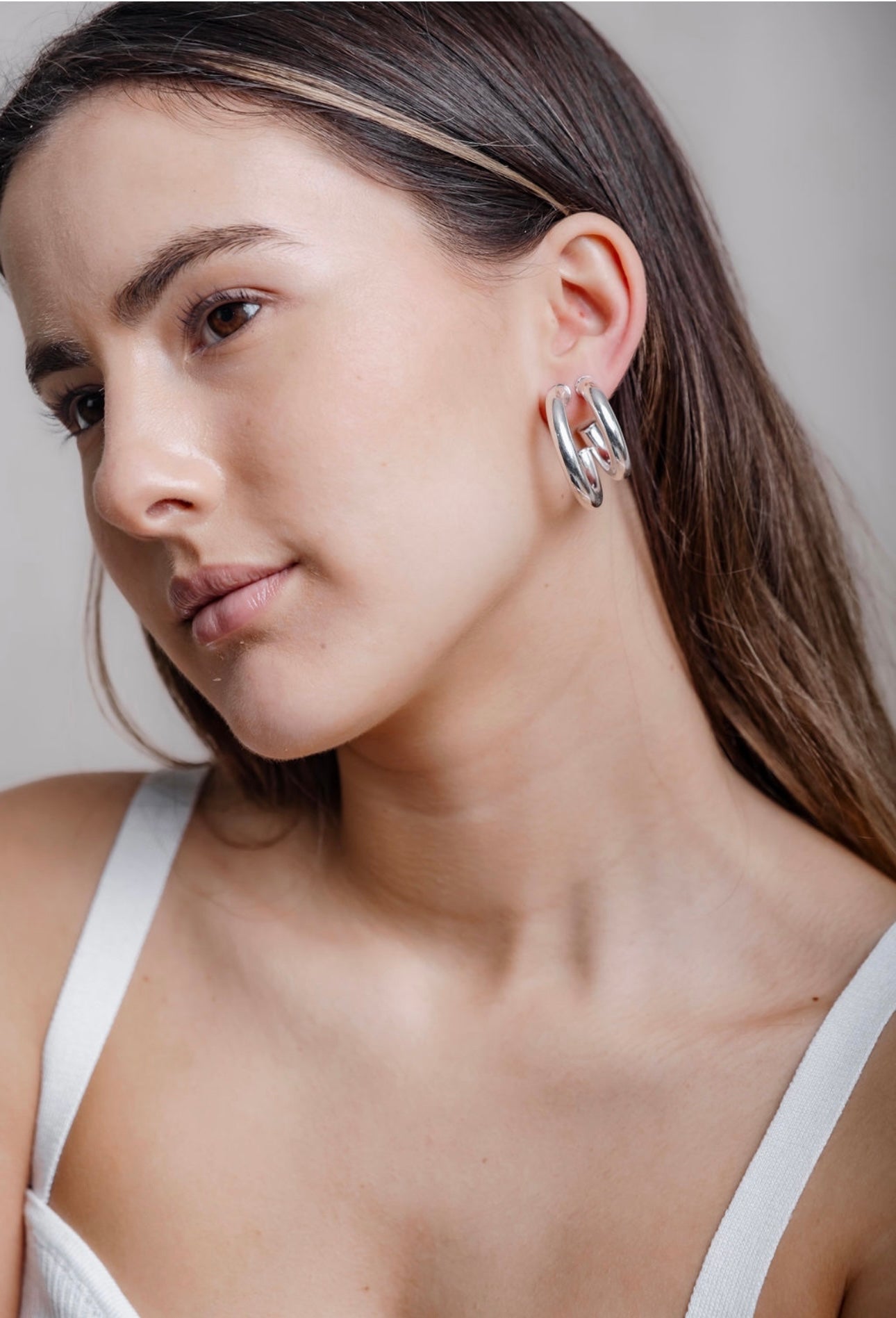 Aretes Argollas De Plata Grandes Aretes De Plata Pendient Dobl De