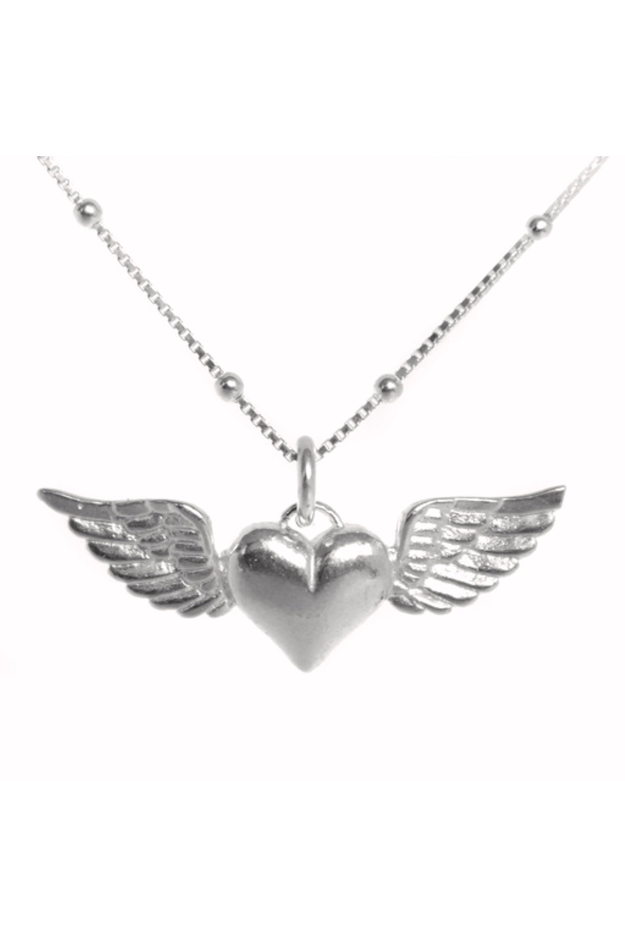 Collar Corazón Alas Plata