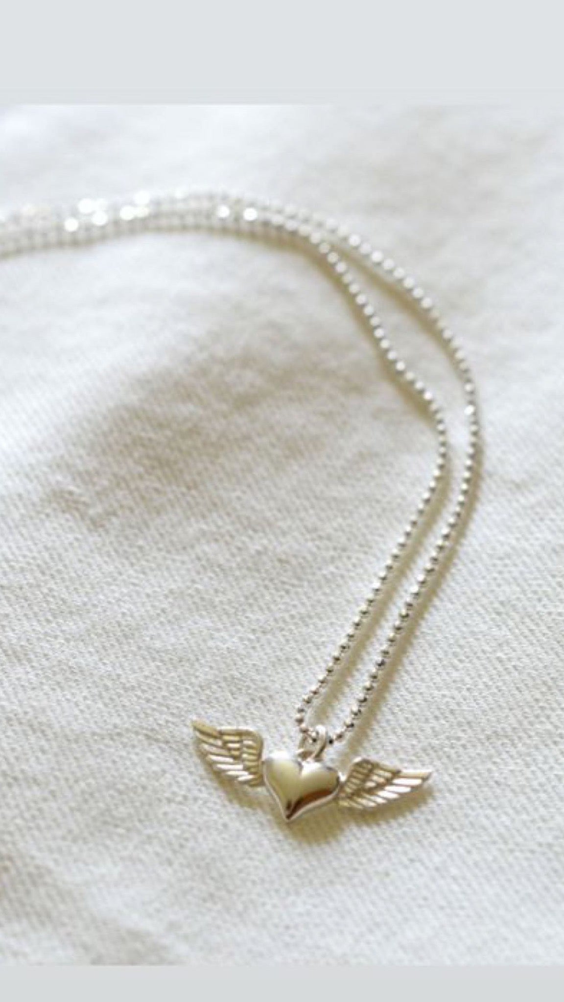 Collar Corazón Alas Plata