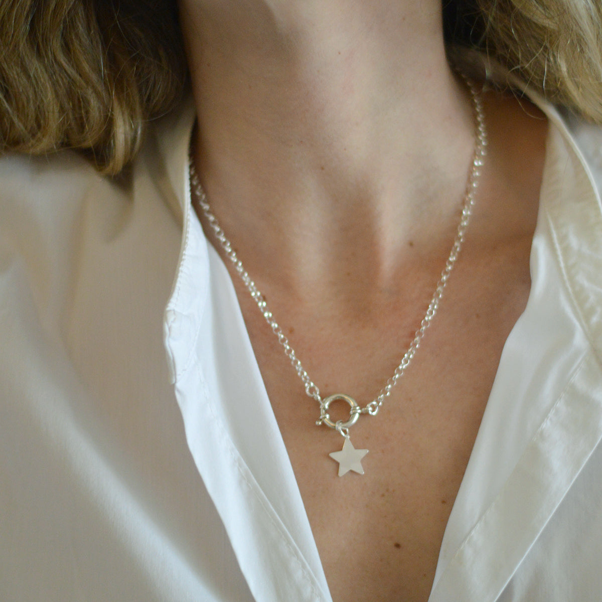 COLLAR ESLABÓN ESTRELLA PLATA