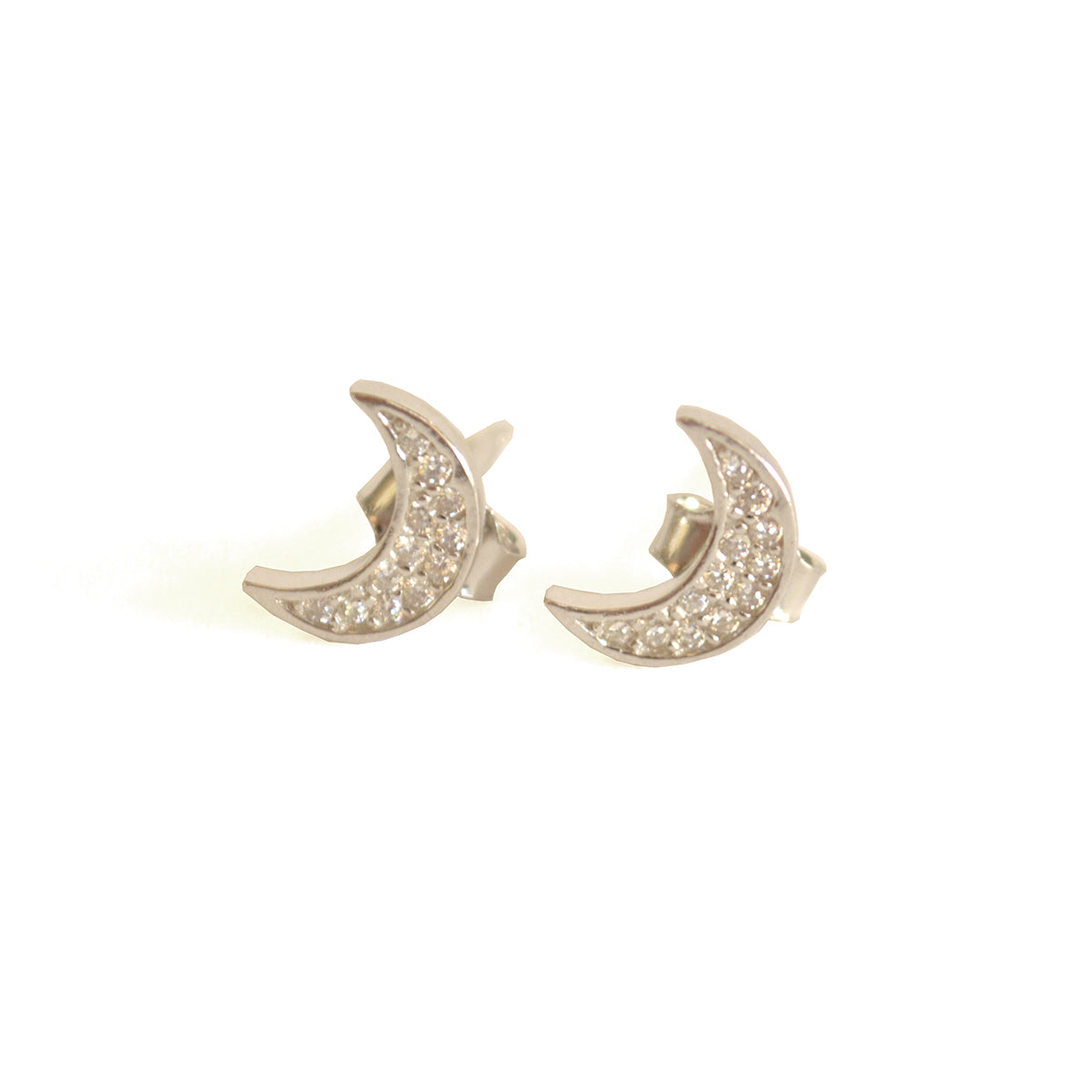 AROS PEGADOS LUNA CHICA PLATA 925 Y CRYSTALES