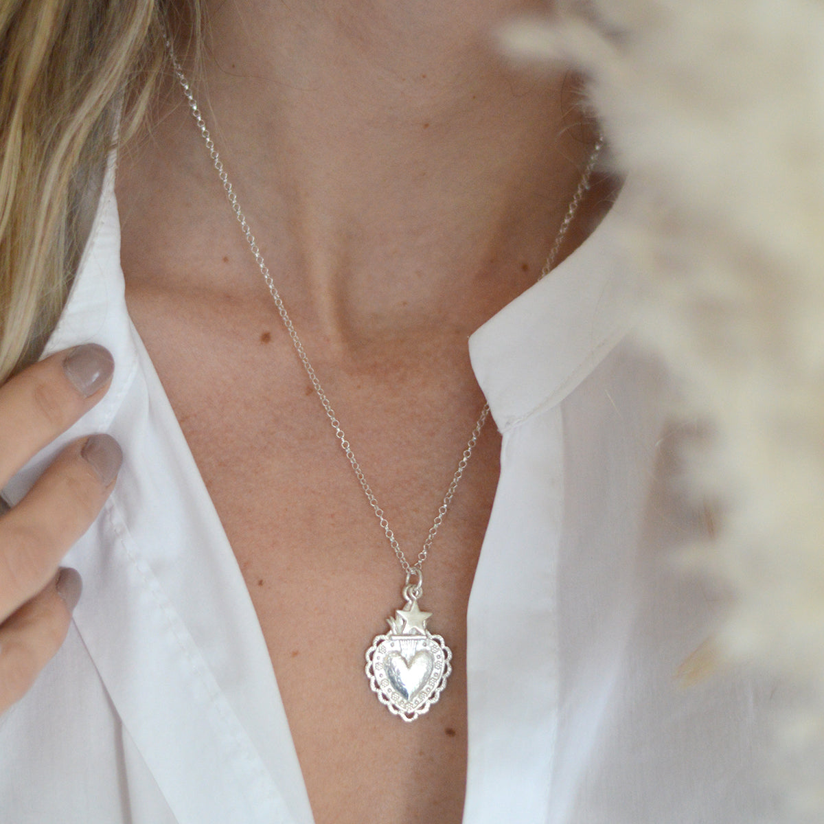 COLLAR CORAZÓN DETENTE XL PLATA 925