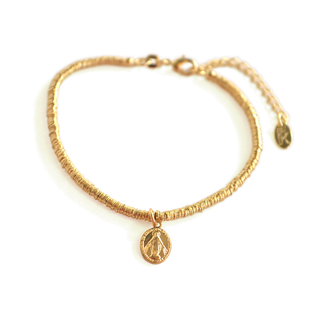 PULSERA ARGOLLA MOSTACILLA VIRGEN DE LOS RAYOS BAÑADO EN ORO