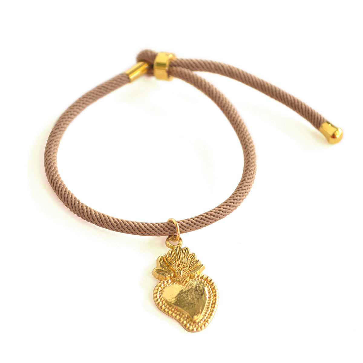 PULSERA CORDÓN ARENA CON CORAZÓN DETENTE