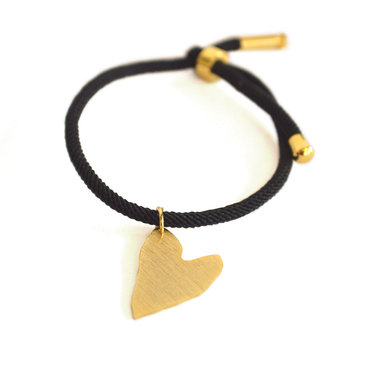 PULSERA CORDÓN NEGRO CORAZÓN RÚSTICO