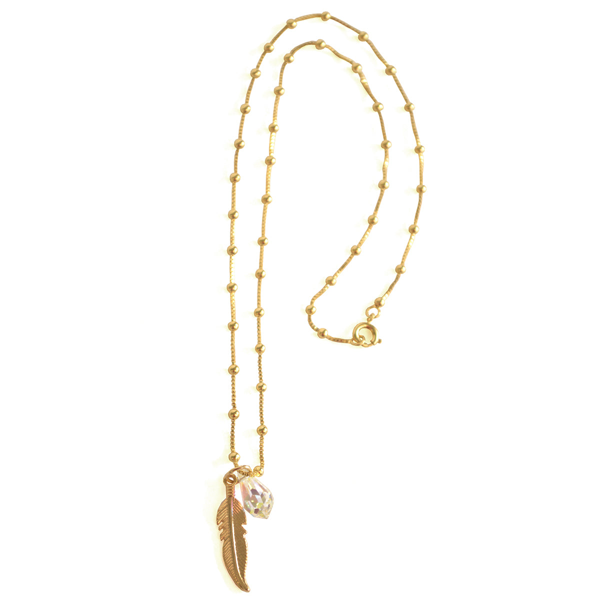 COLLAR PLUMA BAÑADO EN ORO Y CRYSTAL SWAROVSKI
