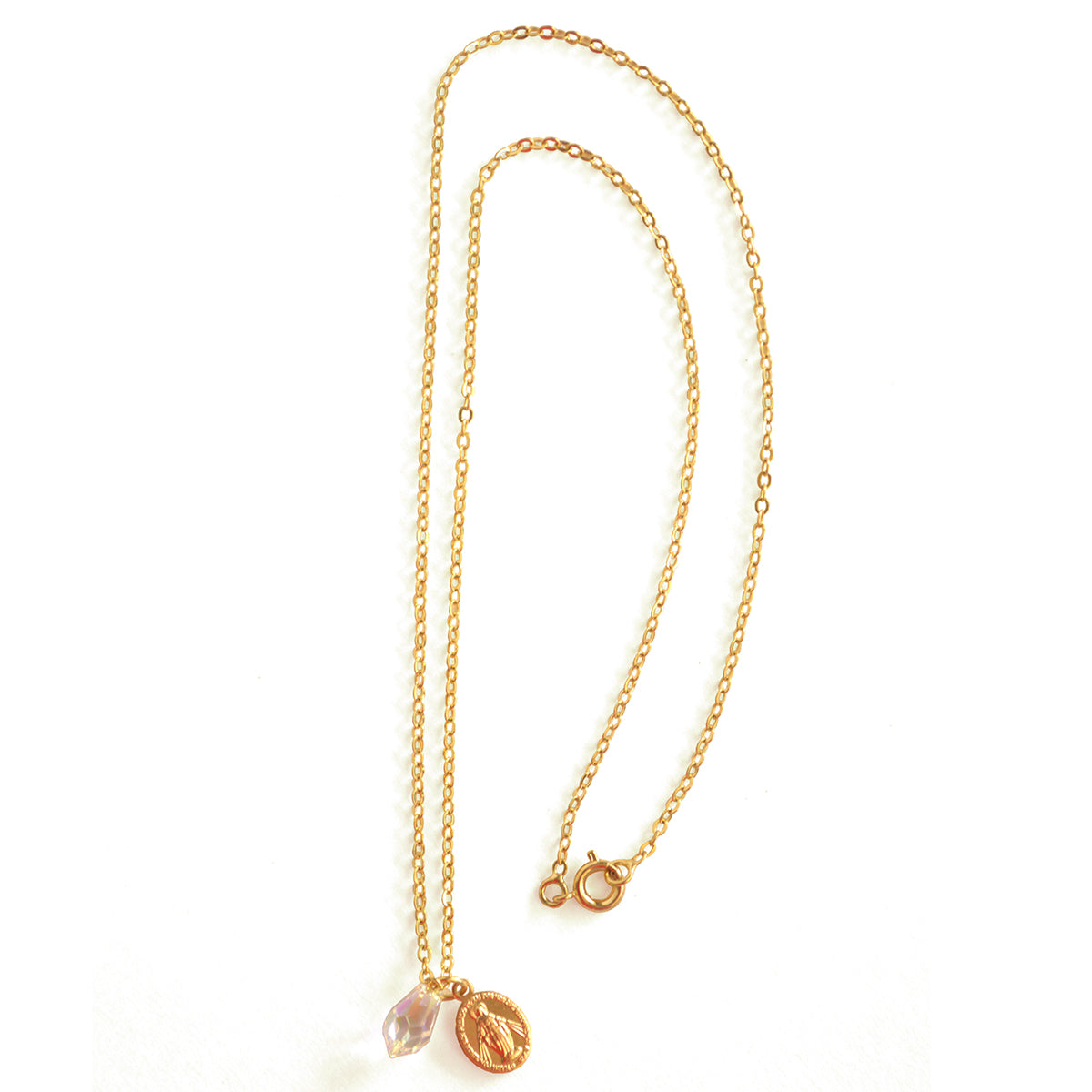 COLLAR MEDALLA VIRGEN DE LOS RAYOS PEQUEÑA BAÑADO EN ORO Y CRYSTAL SWAROVSKI