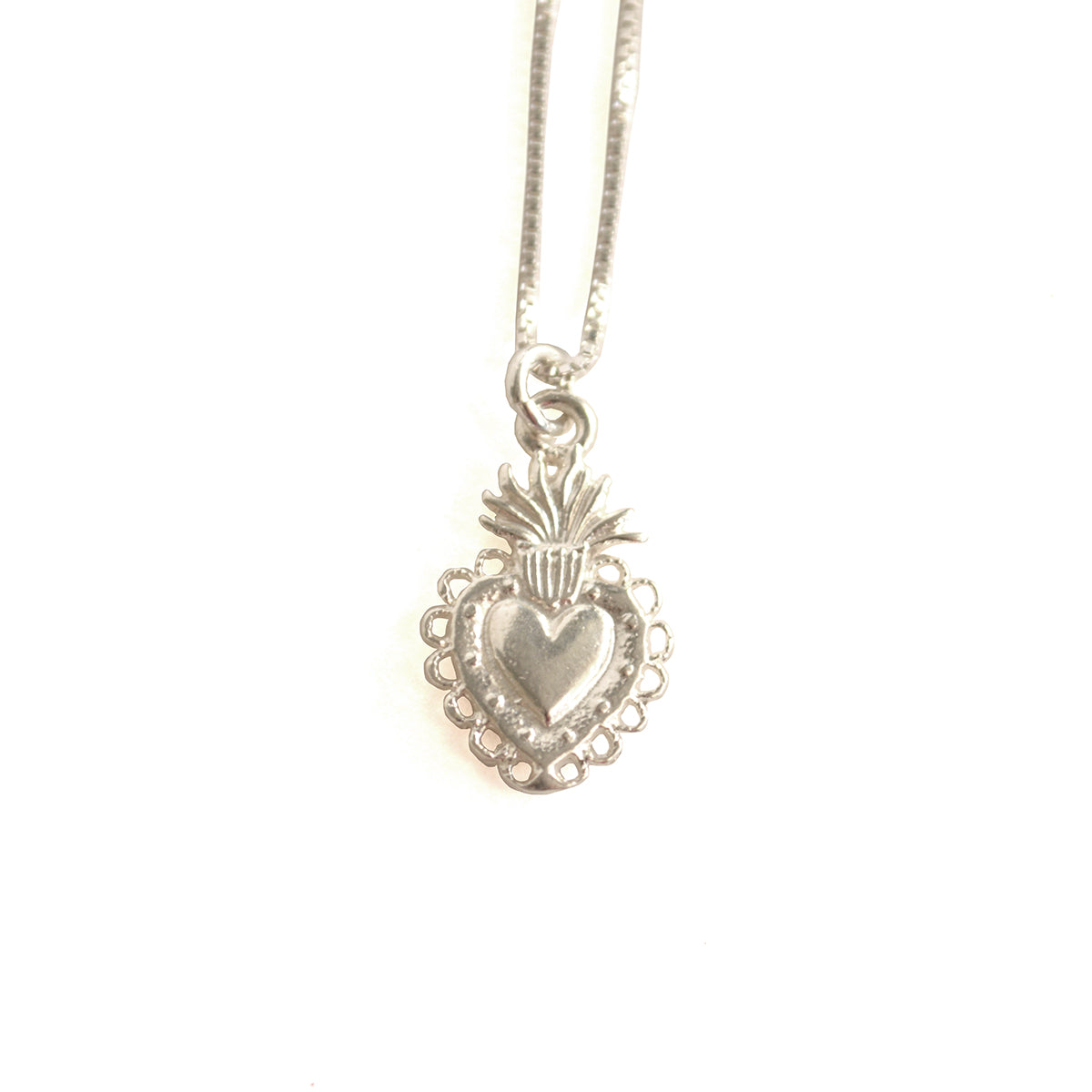 COLLAR CORAZÓN DETENTE PIÑA PLATA 925