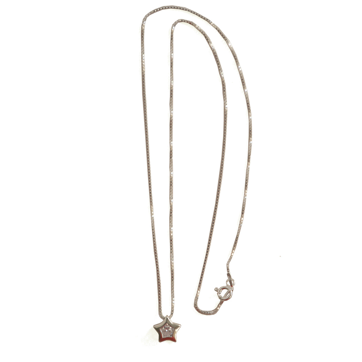 COLLAR PUNTO DE LUZ ESTRELLA Y CRYSTAL EN PLATA 925