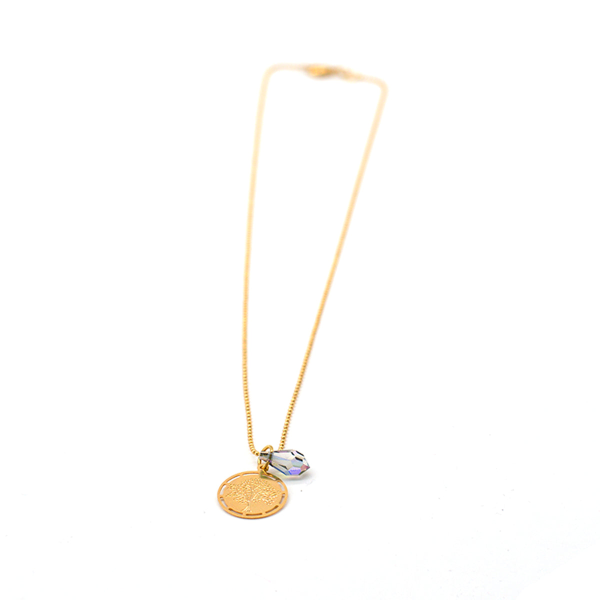 COLLAR MEDALLA PADRE NUESTRO Y CRISTAL