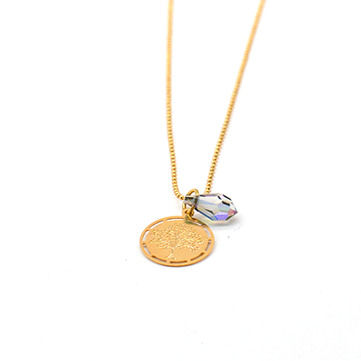 COLLAR MEDALLA PADRE NUESTRO Y CRISTAL