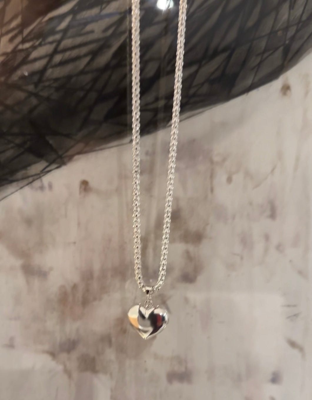 Collar Corazón Inflado Plata