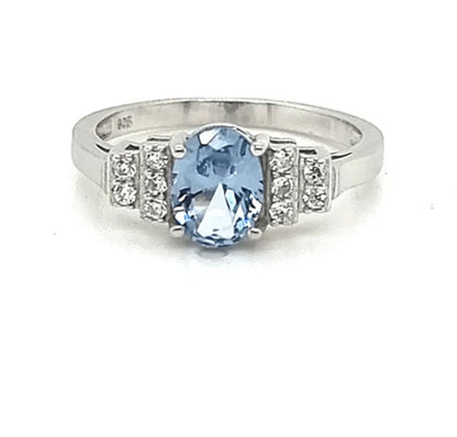 Anillo Crystal Aquamarina ovalado