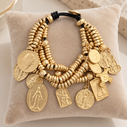 Pulsera Medallas Doradas.