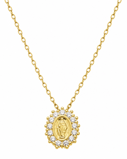 Collar medalla Virgen Rayos Crystales