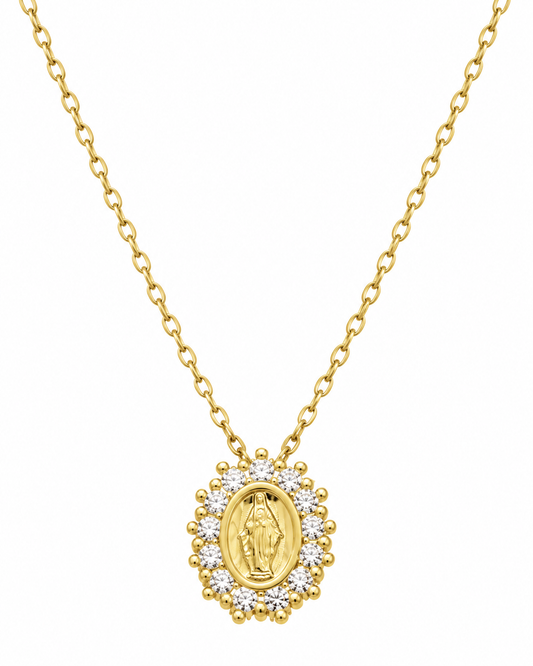 Collar medalla Virgen Rayos Crystales
