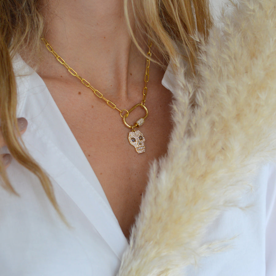 COLLAR CALAVERA BAÑADO EN ORO