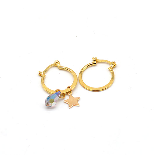 AROS ARGOLLA ESTRELLA Y CRYSTAL SWAROVSKI BAÑADO EN ORO